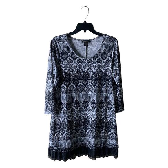 Susan Lawrence Floral Print Dress Womens M 3/4 Sleeve Ruffled Preppy Pullover - Picture 1 of 6